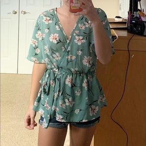 Light blue floral blouse